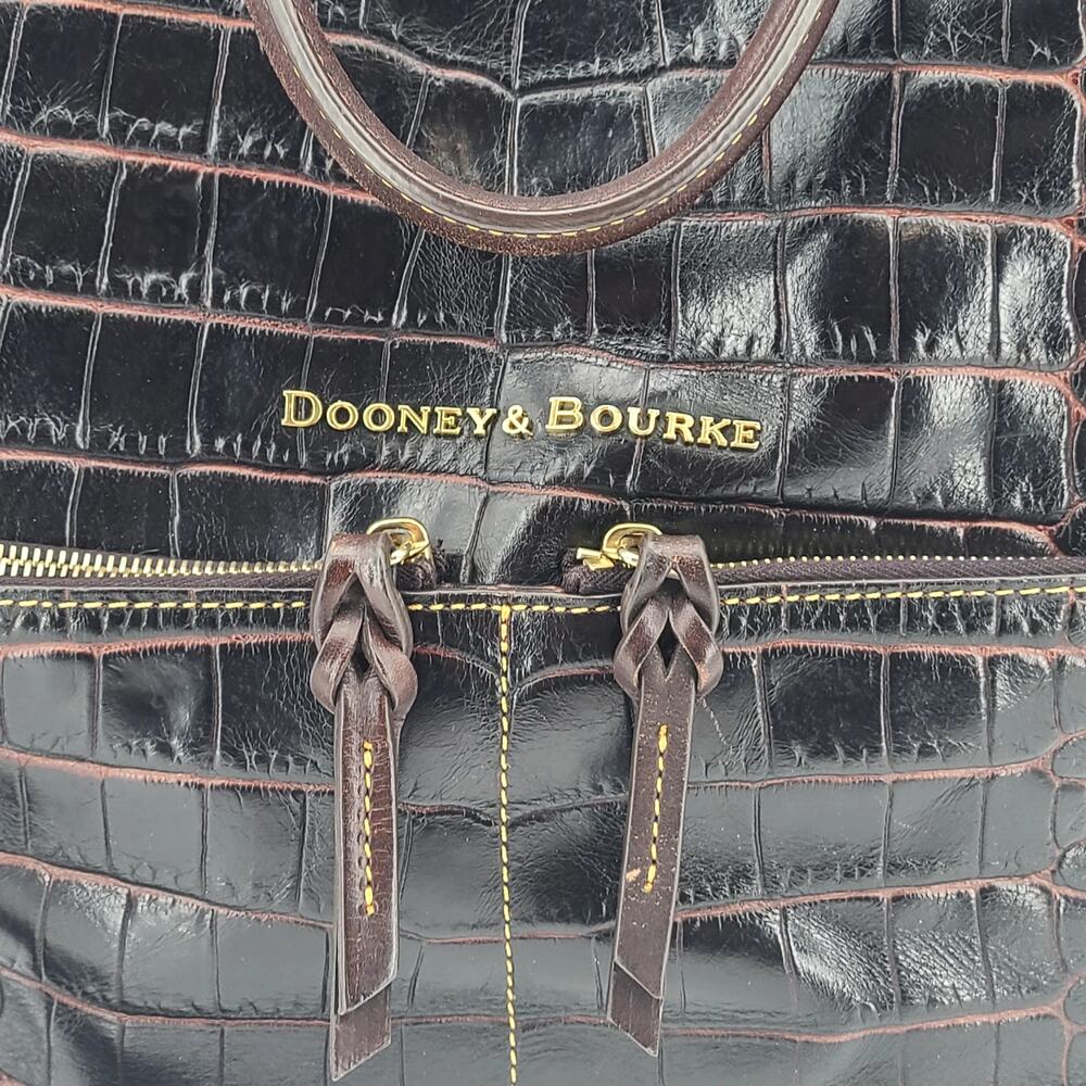 Dooney & Bourke Dillen Croco Leather Satchel - Espresso Dark Brown Bag - Picture 2 of 16